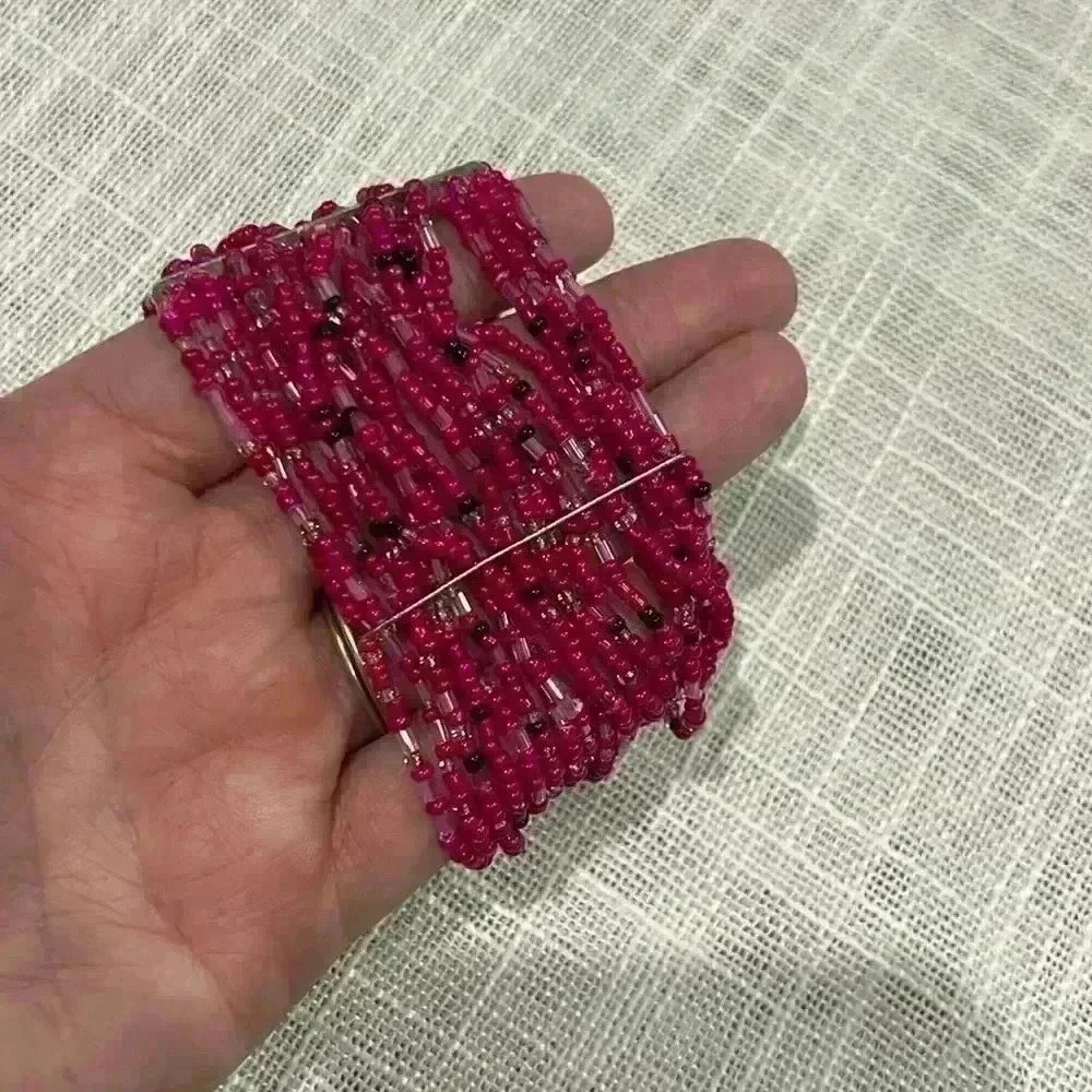 Pink Beaded Stretch Bracelet